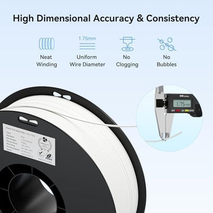 Creality 3D Printer Filament 1.75mm 4KG, PLA Filament Bulk +/- 0.02mm, 4 Pack 1kg Spool(2.2lbs) 3D Printing Filament Fits for Most FDM 3D Printers, 4 White