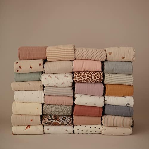 mushie Muslin Baby Swaddle Blanket | 100% Organic Cotton (Retro Flowers)