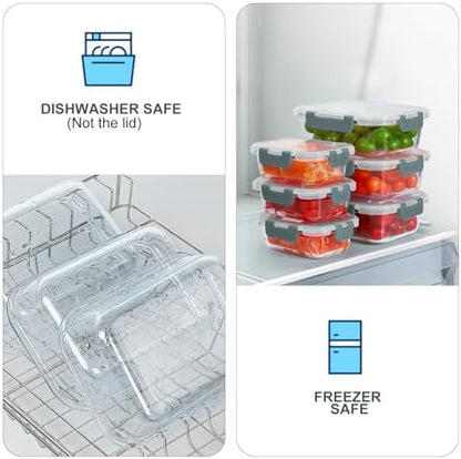 10 Pack Glass Food Storage Containers, Meal Prep Containers with Lids, Airtight Glass Lunch Boxes, Freezer, Oven, and Microwave Safe