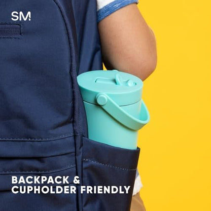 Simple Modern Trek Pivot | 24oz Kids Flip Straw Tumbler with Handle and Silicone Boot | Insulated Water Bottle Stainless Steel Cup | School Travel Jug | Lime Checkmate