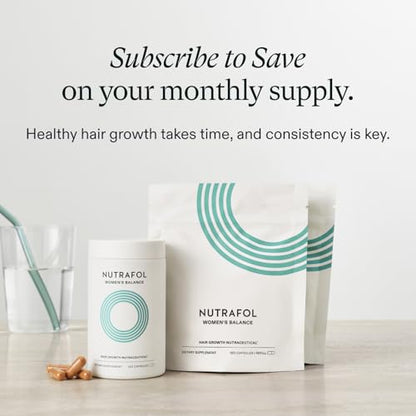 Nutrafol Women's Balance Hair Growth Supplements, Ages 45 and Up, Clinically Proven for Visibly Thicker Hair and Scalp Coverage, Dermatologist Recommended - 1 Month Supply