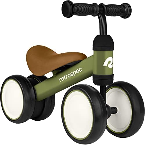 Retrospec Cricket Baby Walker Balance Bike with 4 Wheels for Ages 12-24 Months - Baby Toys & Toddler Toys for 1 Year Olds - Ride On Bicycle - Boys & Girls