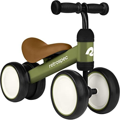 Retrospec Cricket Baby Walker Balance Bike with 4 Wheels for Ages 12-24 Months - Baby Toys & Toddler Toys for 1 Year Olds - Ride On Bicycle - Boys & Girls