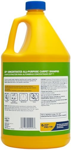 Zep All-Purpose Carpet Shampoo Concentrate Cleaner - 1 Gallon (Case of 2) ZUCEC128 - Professional Formula Removes Dirt and Stains