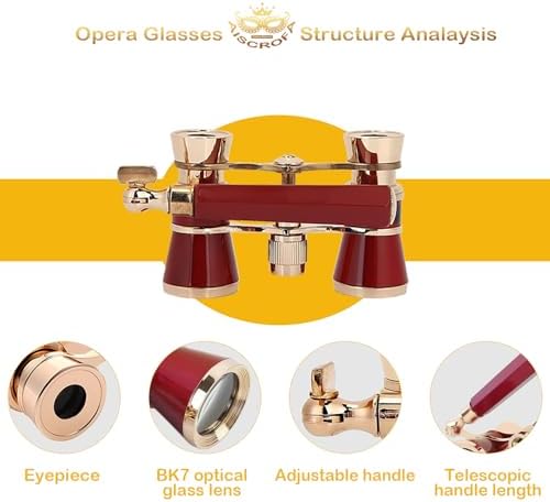 Opera Glasses,3X25 Theater Binoculars with Foldable and Extendable Handle,Mini Binocular Compact Lightweight,Portable Theater Glasses for Adults Kids Women in Musical Concert