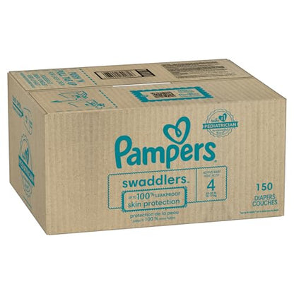 Pampers Baby Diapers - Swaddlers - Size 4, 150 Count, Ultra Absorbent Disposable Infant Diaper