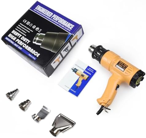 SEEKONE Heat Gun 1800W 122℉-1202℉（50℃- 650℃）Fast Heating Heavy Duty Hot Air Gun Kit Variable Temperature Control Overheat Protection with 4 Nozzles for Crafts, Shrinking PVC, Stripping Paint(5.2FT)