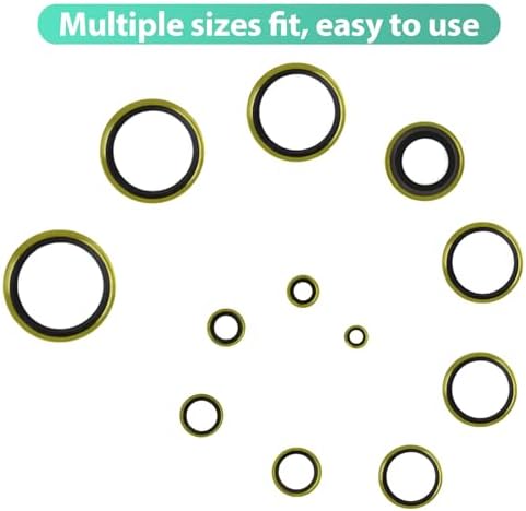 378 Pcs NBR Metal Bonded Sealing Washer Assortment Kit M6 M8 M10 M12 M14 M16 M18 M20 M22 M24 M27 M30 Automotive Self-Centred Seal Gasket Repair Set