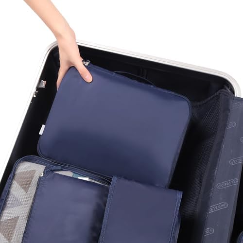 BAGAIL 8 Set Packing Cubes Luggage Packing Organizers for Travel Accessories-Indigo
