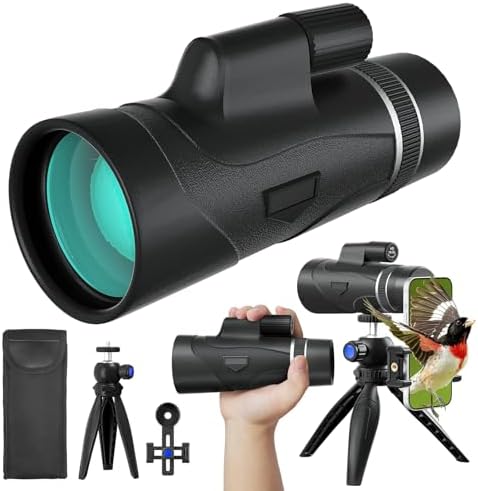 15x50 HD Monocular for Adults High Powered with Phone Adapter and Tripod, Monocular Compact with BAK4 Prism & FMC Lens, Monoculars for Hunting, Bird Watching, Hiking,Traveling