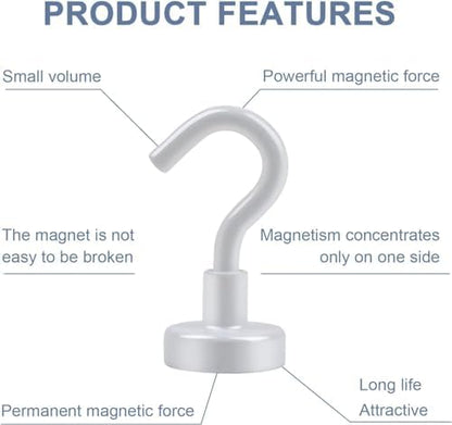 DIYMAG Magnetic Hooks, 30Lbs Strong Heavy Duty Cruise Magnet S-Hooks for Classroom, Fridge, Hanging, Cabins, Grill, Kitchen, Garage, Workplace and Office etc, (75 Pack-White)