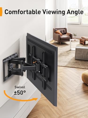 Perlegear UL Listed Full Motion TV Wall Mount for 42-85 inch TVs up to 132 lbs, TV Mount with Dual Articulating Arms, Tool-Free Tilt, Swivel, Extension, Leveling, Max VESA 600x400mm, 16" Studs, PGLF8