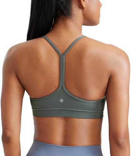 CRZ YOGA Butterluxe Womens Y Back Sports Bra - Padded Racerback Low Impact Spaghetti Thin Strap Workout Yoga Top