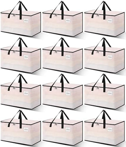 Heavy Duty Moving Bags - Extra Large Packing Bags and Storage Totes, Collapsible and Foldable Option for Moving and Storage, Clear, 125 L - 12 Pack