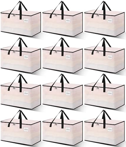 Heavy Duty Moving Bags - Extra Large Packing Bags and Storage Totes, Collapsible and Foldable Option for Moving and Storage, Clear, 125 L - 12 Pack