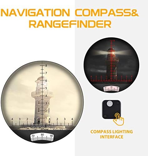 Hooway 7x50 Waterproof Fogproof Military Marine Binoculars w/Internal Rangefinder & Compass for Navigation,Boating,Fishing,and More