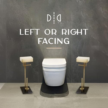 Day Moon™ Gold Toilet Paper Holder Free Standing Toilet Paper Holder with Storage - Toilet Paper Stand and Tissue Holder for Bathroom - Toilet Paper Holder with Shelf and Wipe Holder