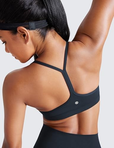 CRZ YOGA Butterluxe Womens Y Back Sports Bra - Padded Racerback Low Impact Spaghetti Thin Strap Workout Yoga Top
