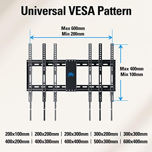 Mounting Dream UL Listed TV Mount for Most 37-75 Inch TV, Universal Tilt TV Wall Mount Fit 16", 18", 24" Stud with Loading Capacity 132lbs, Max Vesa 600 x 400mm, Low Profile Flat Wall Mount Bracket