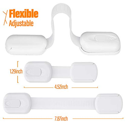 Goodv Child Safety Cabinet Locks - (10 Pack) Baby Proofing Latches to Drawer Door Fridge Oven Toilet Seat Kitchen Cupboard Appliance Trash Can with 3M Adhesive - Adjustable Strap No Drill No Tool