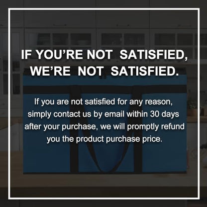 Bodaon Insulated Food Delivery Bag for Hot and Cold Meal, XXX-Large, Grocery Tote Insulation Bag for Catering, Pizza Warmer, Blue, 1-Pack