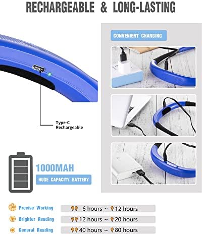 Glocusent Book Light, 3-Color & 6-Brightness Reading Light, Bendable Neck Light, 80-hr Lasting Rechargeable Lamp, Perfect Book Light for Reading in Bed, Knitting, Camping, Repairing, Book Lovers Gifts