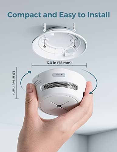 AEGISLINK Smoke Alarm 10-Year Battery with Test/Silence Button, Fire Alarm with Photoelectric Sensor, Low Battery Warning, S500 (Independent, 6-Pack)