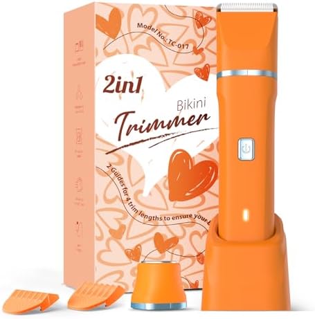 Facial Hair Removal for Women - Waterproof 2 in1 Rechargeable Eyebrow Facial Trimmer and Bikini Trimmer for Women, Painless Face Electric Razor/Shaver for Lip, Arms, Face, Peach Fuzz