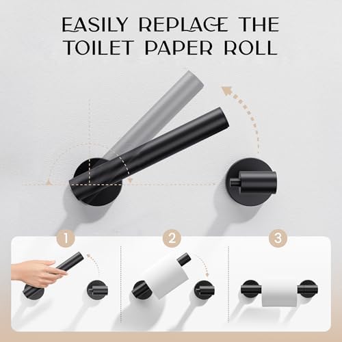 Day Moon™ (2 Pack) Matte Black Toilet Paper Holder - Black Toilet Paper Holder Wall Mount