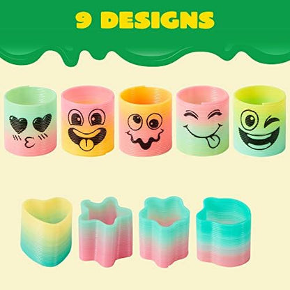 JOYIN 120 Pcs Spring Rainbow Party Favor, Mini Plastic Coil Spring Toy, Fidget Stress Coil Mini Springs Bulk Toys for Carnival Prize Birthday, Goodie Bag Stuffers