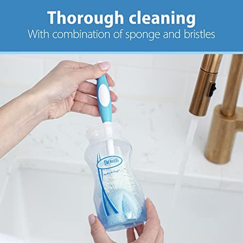 Dr. Brown's Baby Bottle Cleaning Brush with Sponge and Scrubber - Blue - 3pk and Universal Baby Bottle and Accessory Drying Rack