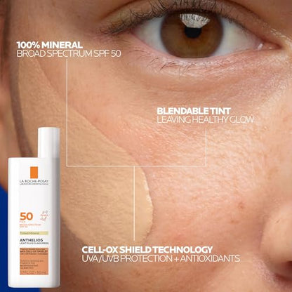 La Roche-Posay Anthelios Sunscreen SPF 50, Ultra-Light Fluid Broad Spectrum SPF 50, Face Sunscreen with Titanium Dioxide Mineral, Lightweight & Fast-Absorbing, Oil-Free, Matte Finish