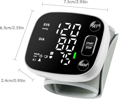Oklar Blood Pressure Monitors for Home Use Rechargeable Wrist Digital BP Machine Cuff with LED Backlit Display, Voice Broadcast, 240 Memory Storage for 2 Users with Carrying Case