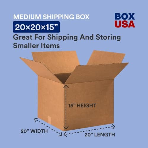 BOX USA Moving Boxes Large 20"L x 20"W x 15"H, 6-Pack | Corrugated Cardboard Box for Packing, Shipping and Storage 20x20x15