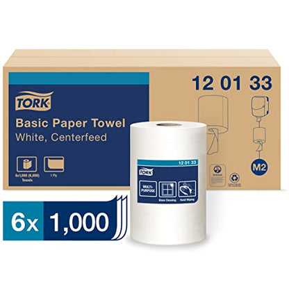 Tork Industrial Centrefeed Dispenser Black - M2 + Refill - Paper Wiper White, 6 x 1000 Sheets