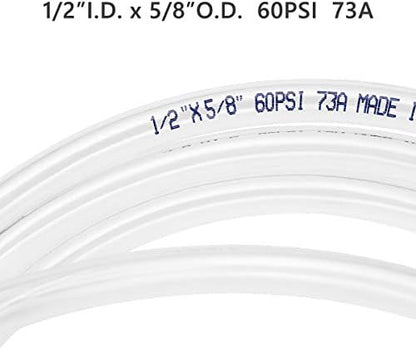 Eastrans Clear Vinyl Tubing Flexible PVC Tubing, Hybrid PVC Hose, Lightweight Plastic Tube, by 1/2 Inch ID, 50-Feet Length