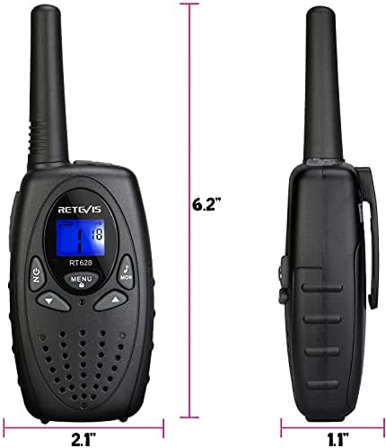 Retevis RT628 Walkie Talkies for Kids,Walky Talky,Key Lock,VOX Crystal Voice,Easy to Use, Christmas Gifts for Boys Girls Kids(Black,2 Pack)
