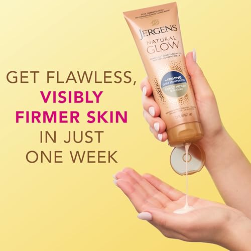 Jergens Natural Glow +Firming Self Tanner Body Lotion, Fair to Medium Skin Tone, Sunless Tanning Moisturizer with Collagen and Elastin. Helps to Visibly Reduce Cellulite, 7.5 Fl Oz (Pack of 2)