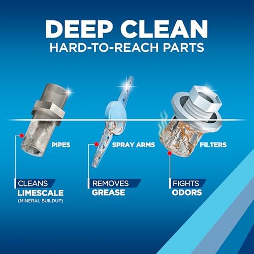 Finish Dishwasher Cleaner Liquid, Deep Cleans Hidden Grease & Limescale, Fights Odors & helps maintain Performance, 1 Year Supply, 8.45oz, 4 Bottle