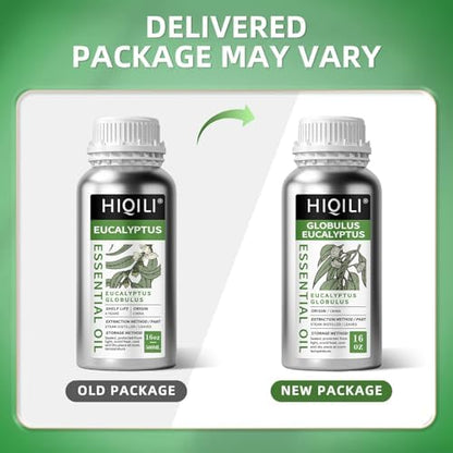 HIQILI Eucalyptus Essential Oil for Spray, Diffuser & Skin, 100% Pure Undiluted - 16 Fl Oz