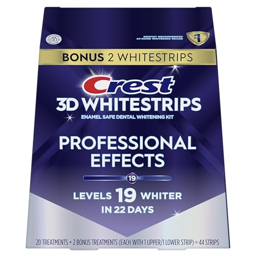 Crest 3D Whitestrips Professional Effects – Teeth Whitening Kit, 22 Treatments (20 + 2 Bonus), Each with 1 Upper/1Lower, 44 Strips – Crest 3DWhite Teeth Whitening Strips