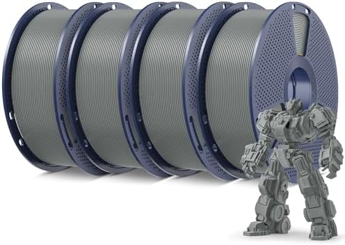 SUNLU 4KG 3D Printer Filament PLA Plus 1.75mm, SUNLU Neatly Wound PLA Filament 1.75mm PRO, PLA+ Filament for Most FDM 3D Printer, 1 kg Spool, 4 Packs, Grey x4