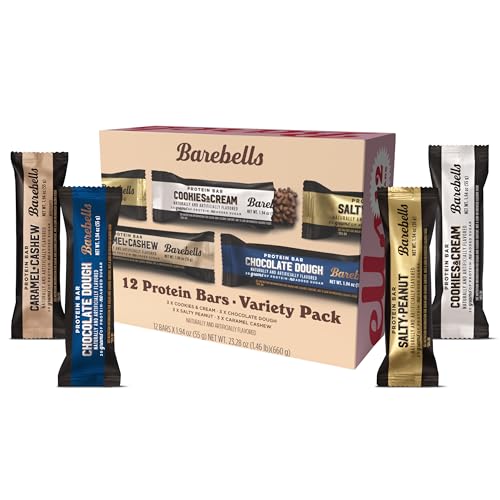 Barebells Protein Bars Variety Pack - 12 Count, 1.9oz Bars - Protein Snacks with 20g of High Protein - Chocolate Protein Bar with 1g of Total Sugars - Perfect on The Go Protein Snack & Breakfast Bars