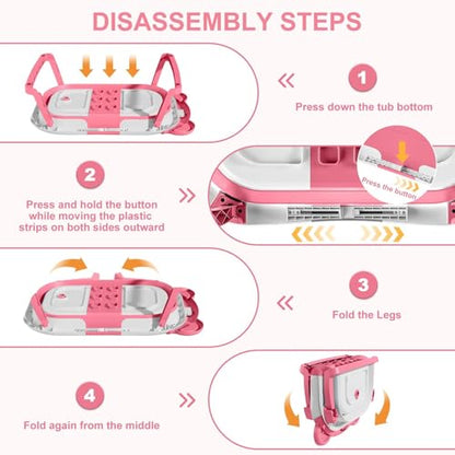 TPN Collapsible Baby Bathtub, Baby Bath Tub with Soft Cushion & Real-Time Thermometer, Baby Bathtub Infant to Toddler Tub (0-36 Months), Portable Newborn Travel Bath tub