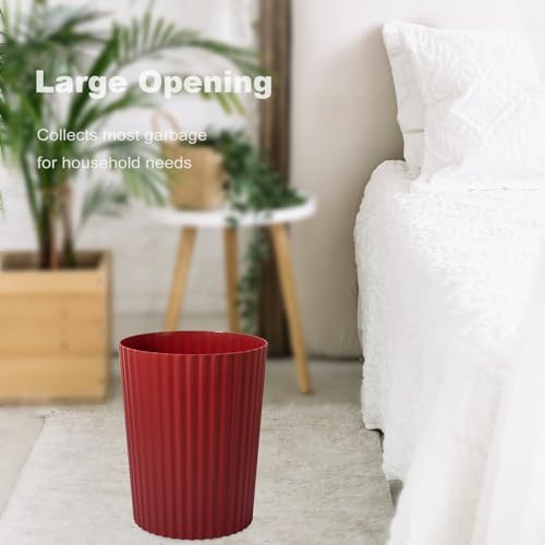 JiatuA Small Trash Can Plastic Wastebasket Round Garbage Container Bin for Bathroom, Kitchen, Bedroom, Home Office, College Dorm, Dark Red
