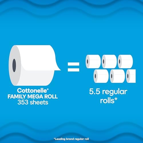 Cottonelle Ultra Clean Toilet Paper with Active CleaningRipples Texture, Strong Bath Tissue, 24 Family Mega Rolls = 132 Regular Rolls (4 Packs of 6)