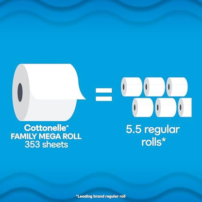 Cottonelle Ultra Clean Toilet Paper with Active CleaningRipples Texture, Strong Bath Tissue, 24 Family Mega Rolls = 132 Regular Rolls (4 Packs of 6)