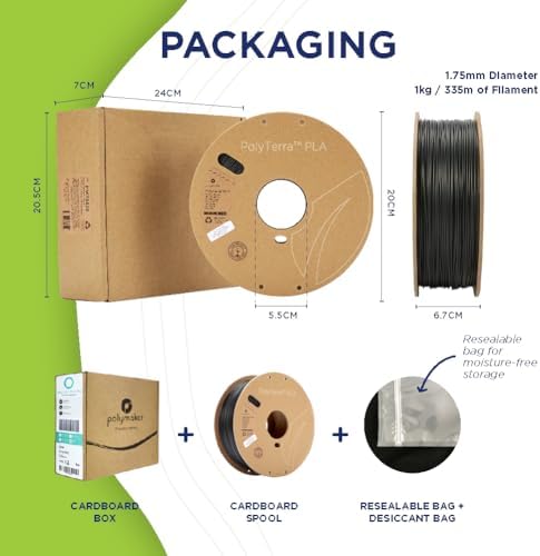 Polymaker Matte PLA Filament, 3D Printer PLA Filament 1.75mm 1kg - PolyTerra 3D Printing PLA Filament, Army Dark Green