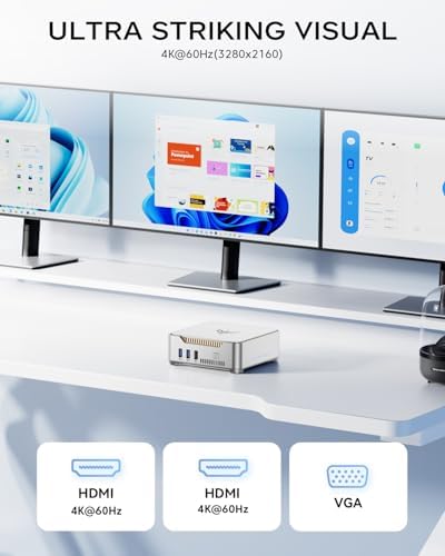 KAMRUI GK3Plus Mini PC, 16GB RAM 512GB M.2 SSD Mini Computers,12th Alder Lake N95 (up to 3.4GHz) Micro PC, 2.5''SSD, Gigabit Ethernet,4K UHD,Three Screen Display, WiFi,BT,VESA/Home/Business Small pc