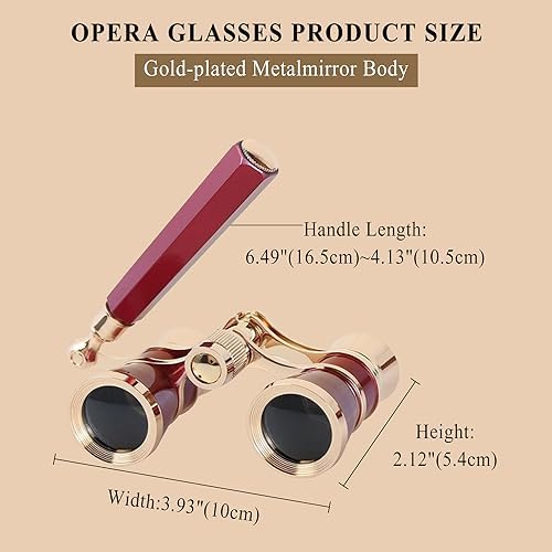 Aroncent Opera Glasses Binoculars 3X25 Theater Glasses Mini Binocular Compact with Handle for Adults Kids Women in Musical Concert